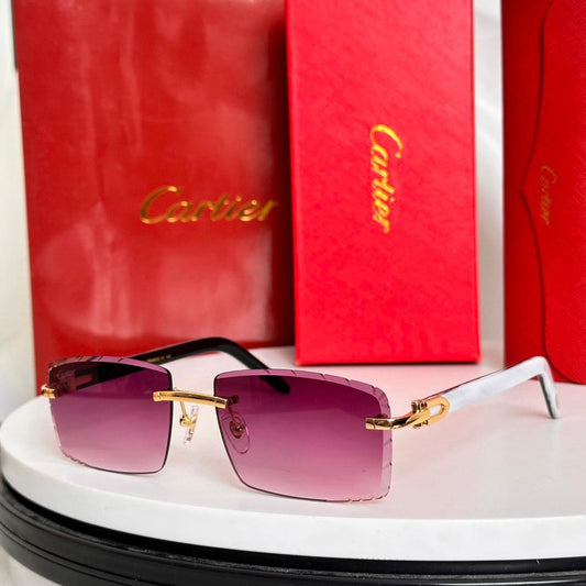 Rimless Hexagon Pink Sunglasses